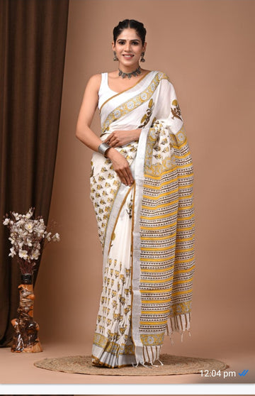 Linen cotton saree