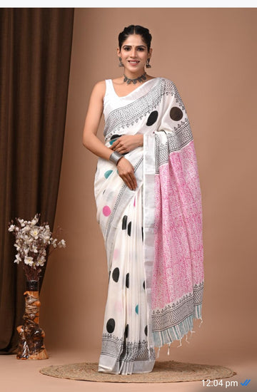 Linen cotton saree